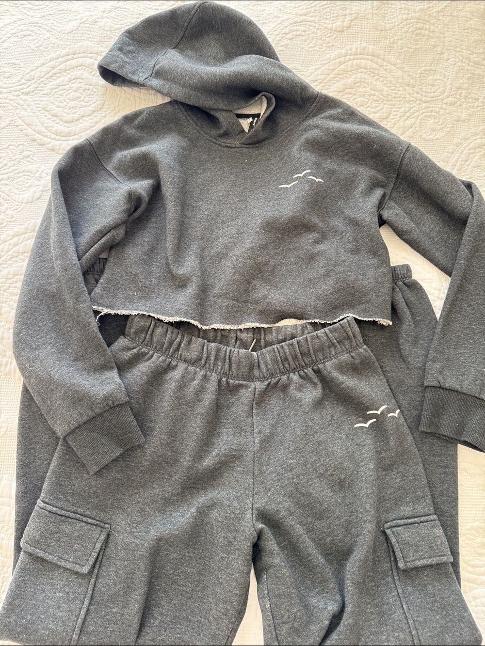 Lazy Pants Charcoal Gray Hoodie & Cargo Joggers Set